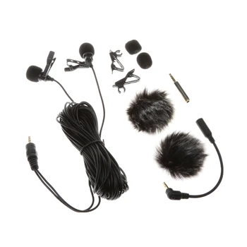 

Dual-Headed Lavalier Lapel Clip-on Omnidirectional Condenser Microphone