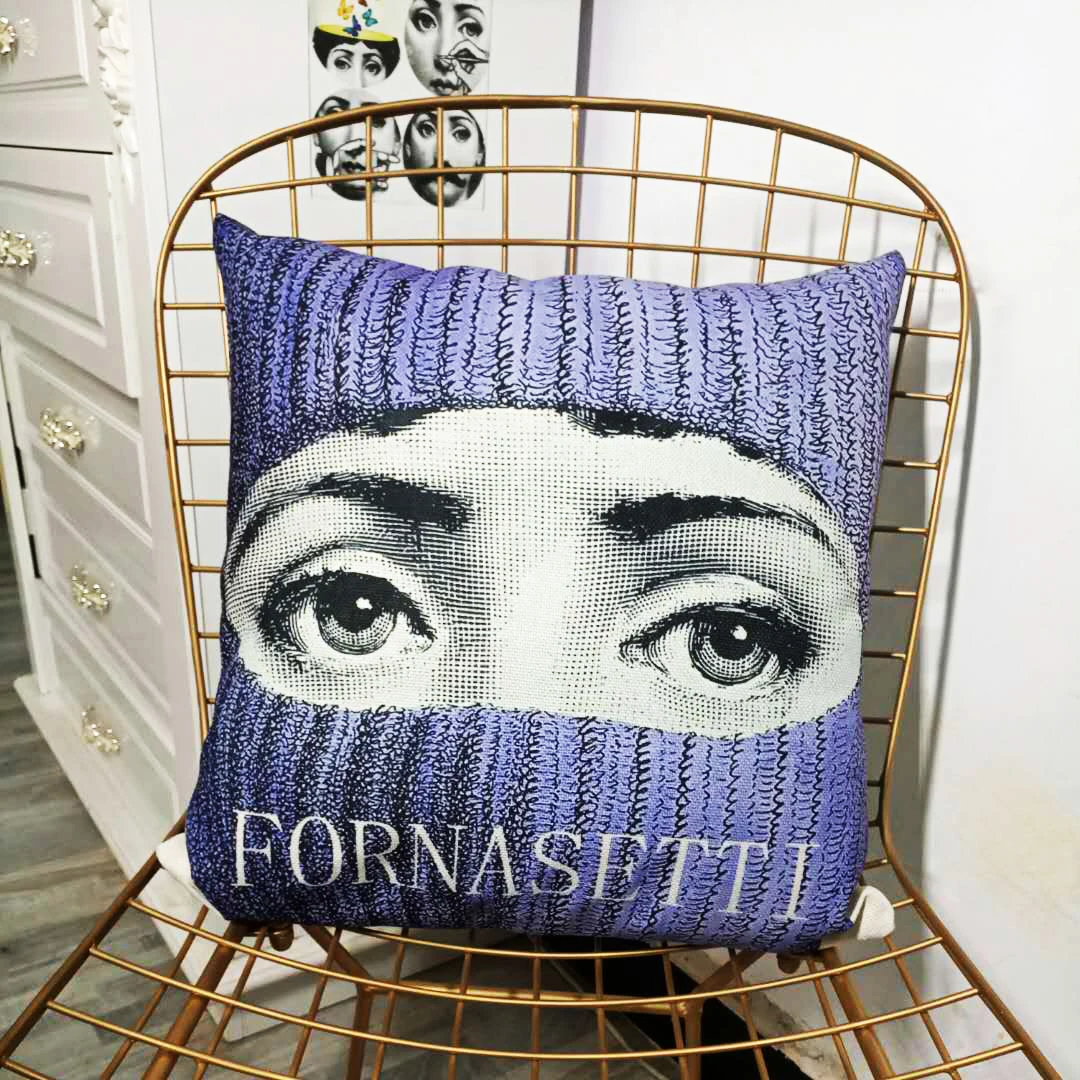 

Home Decor Fashion High Quality Cotton Linen Retro Fornasetti Art Master Car Decorative Throw Pillow Case Cushion Cover Sofa