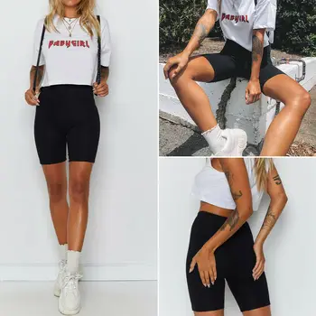 

Ladies Yoga Fitness Elastic Shorts Cycling Shorts Dancing Gym Biker Hot Shorts Leggings Active Casual Sports