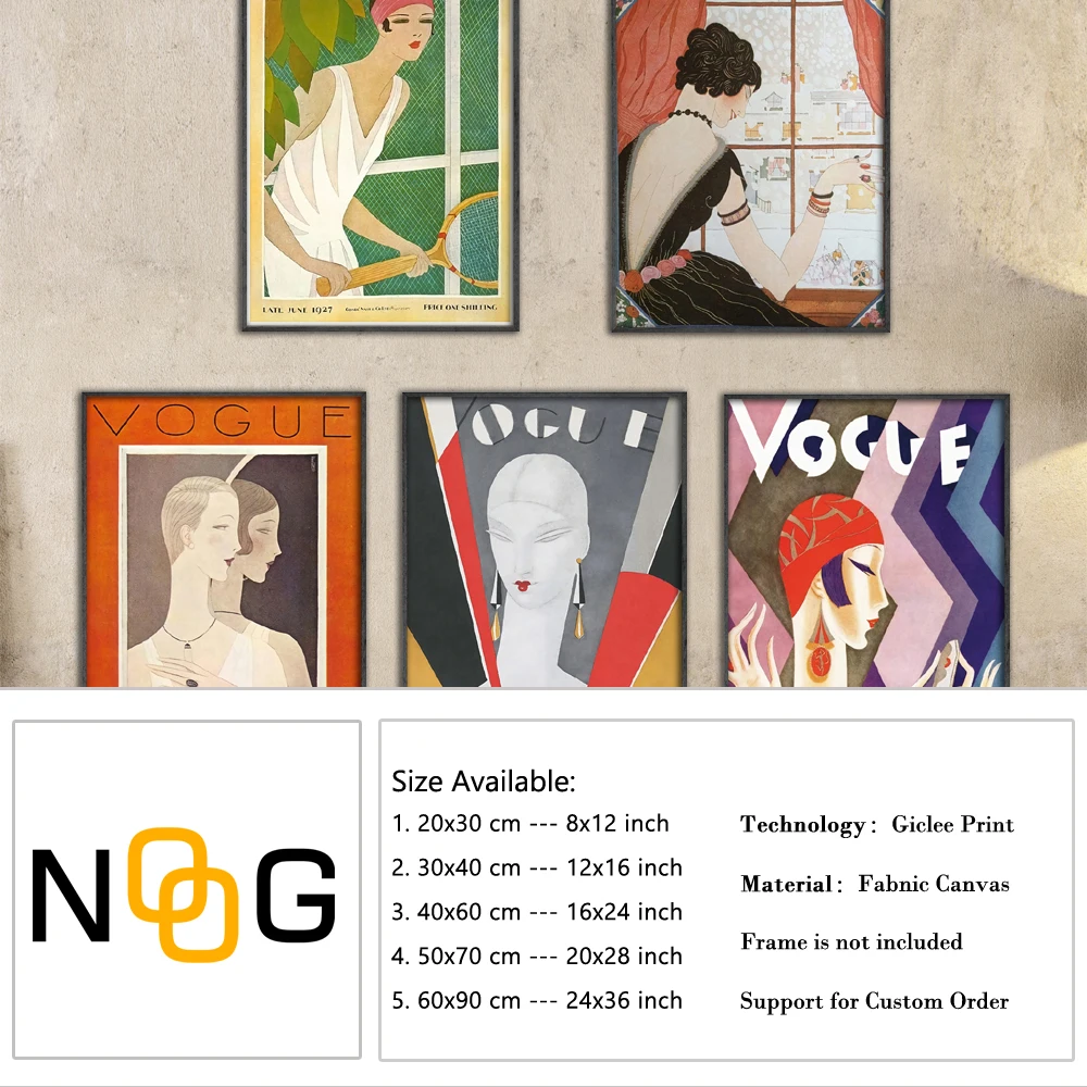 Vintage Vogue Tennis Figure Canvas Posters