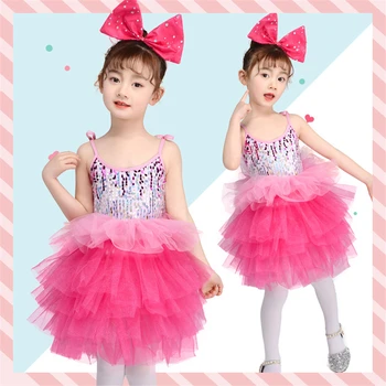 

100-160cm Jazz Dance Costume Chorus Sequins Girl Dress Bow-knot Boy Top Pants Belt Suit Hip Hop Suit for Children Performance