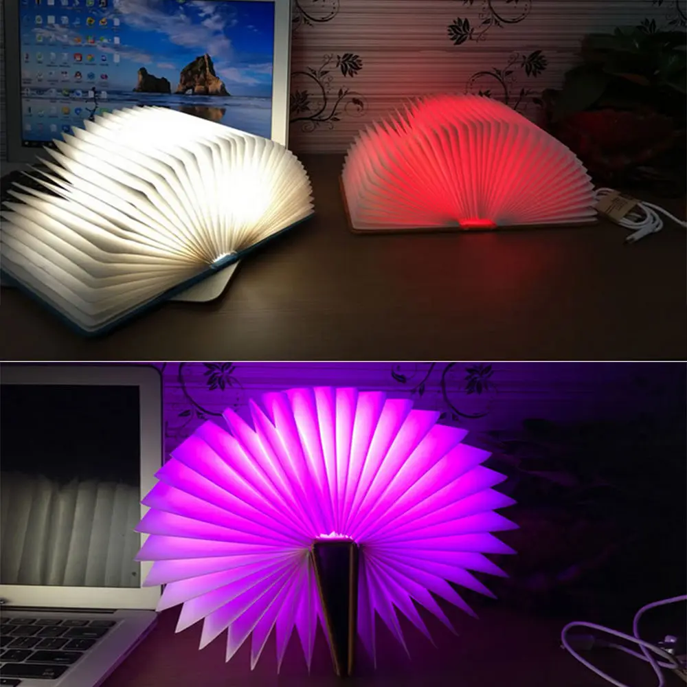 Creative 5 Colors LED Booklight Style Folding Lamp Children Reading Study Room Home Decor USB Rechargeable Gift New | Лампы и