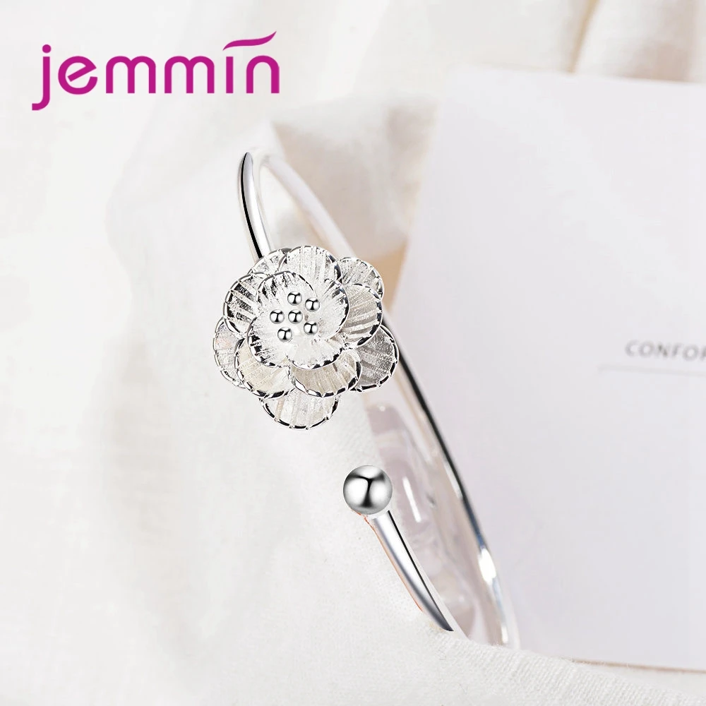 Высокое качество 925 пробы Серебряный Открытый браслет для женщин Свадебные обручение юбилей лучший подарок для влюбленных