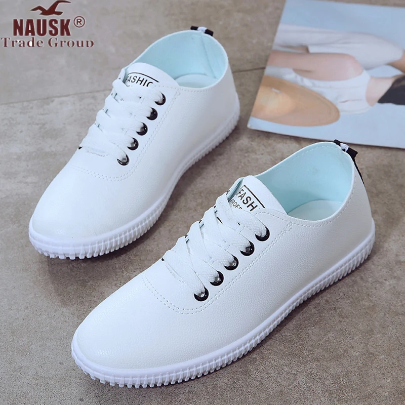 

NAUSK Women Shoes Summer 2018 Spring Women White Casual Shoes Breathable Flats Fashion Breathable Women Sneakers