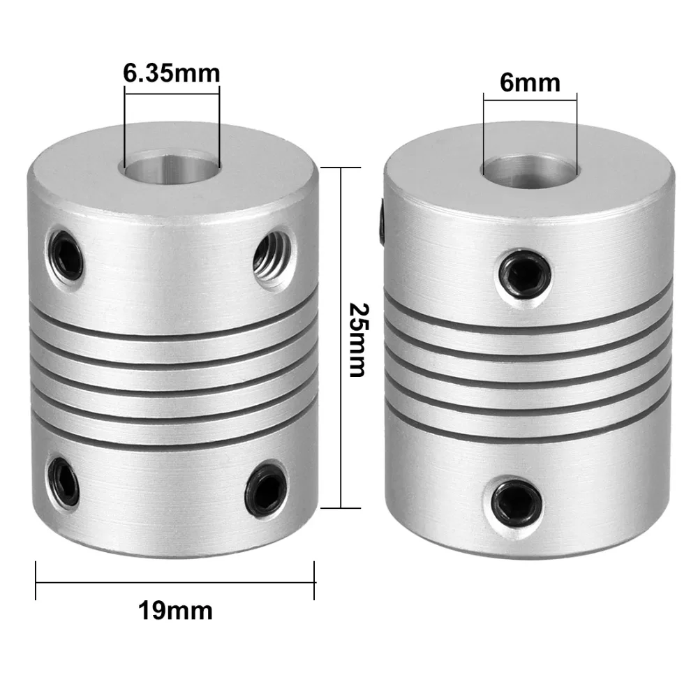 UXCELL High Quality L25xD19 6mm to 6.35mm Aluminum Alloy Shaft Coupling