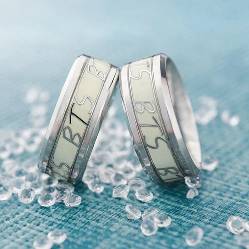 KPOP BTS Ring Night Luminous Finger Rings Bangtan Boys V Jung Kook Jimin RM Suga Jewelry Rings Accessories For Men Women
