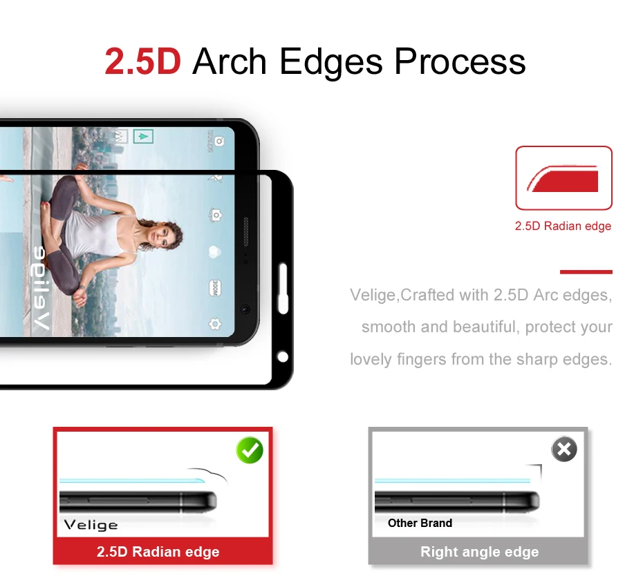 2 Pack Velige Tempered Glass Screen Protector For LG G6 G 6 LGG6 Full Cover Easy Installation Real 2.5D 9H Glass Flim (8)