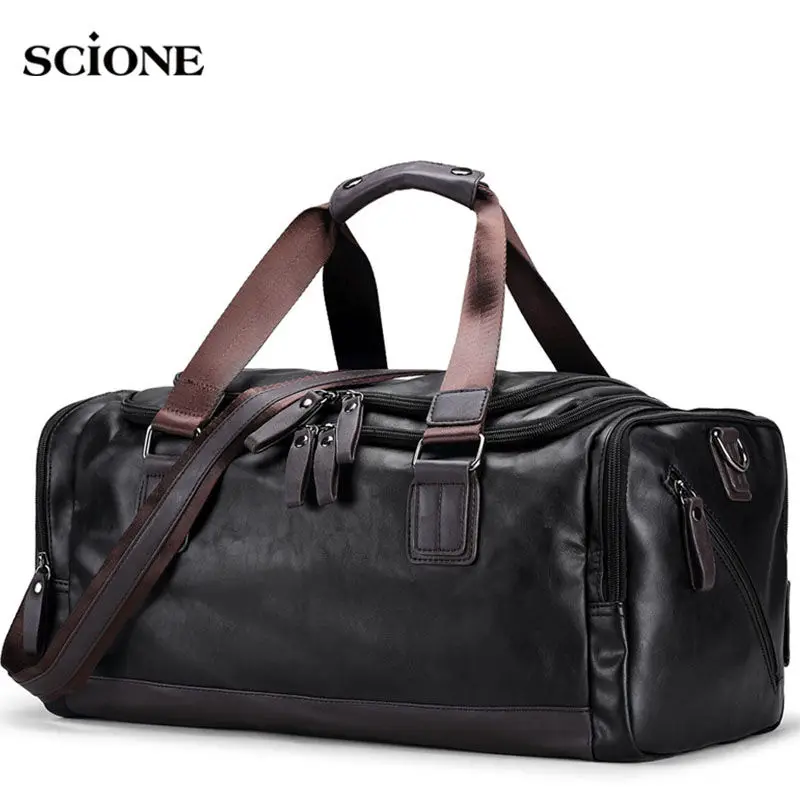 Men's PU Leather Gym Bag Sports Bags Duffel Travel Luggage Tote Handbag for Male Fitness Men Trip Carry ON Shoulder Bags XA109WA 2018 vintage crazy horse leather men s travel bags leather duffle bag luggage travel bags men large tote bag big handbag brown