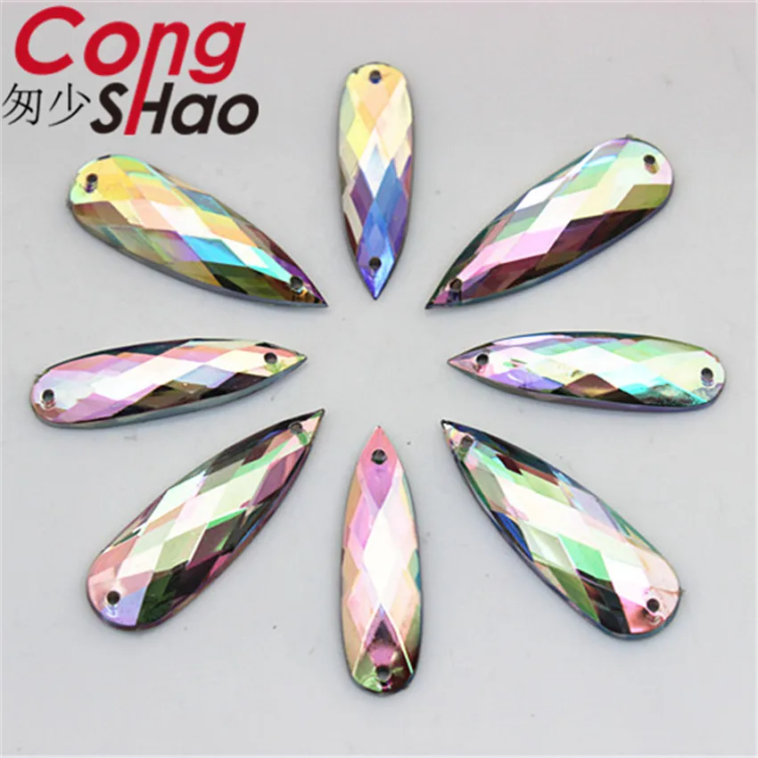Прозрачные AB акриловые хрустальные камни Cong Shao 100 шт. 8*28/10*30 мм с плоской спинкой