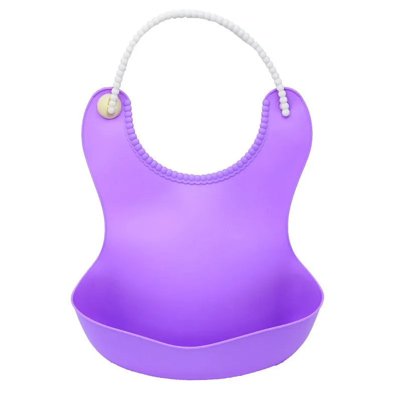 Детский силиконовый нагрудник для младенцев, водонепроницаемый нагрудник, детский нагрудник для девочек и мальчиков, регулируемый передник для кормления ребенка, милый - Цвет: Фиолетовый