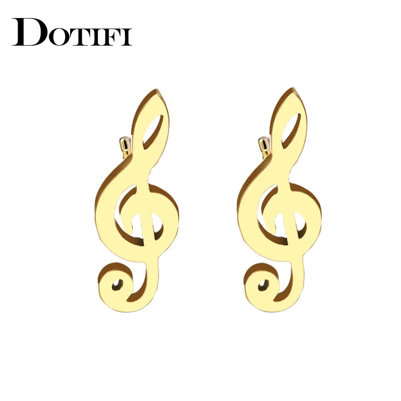 DOTIFI-brinco de aço inoxidável para homens e mulheres, jóias de noivado do amor, cor dourada, música, drop shipping