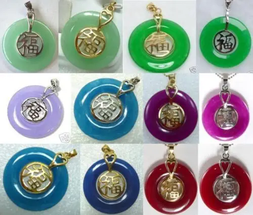 11.23 12 color-green/purple/blue/red stone 18KGP bless happiness pendant chain can choose | Украшения и аксессуары