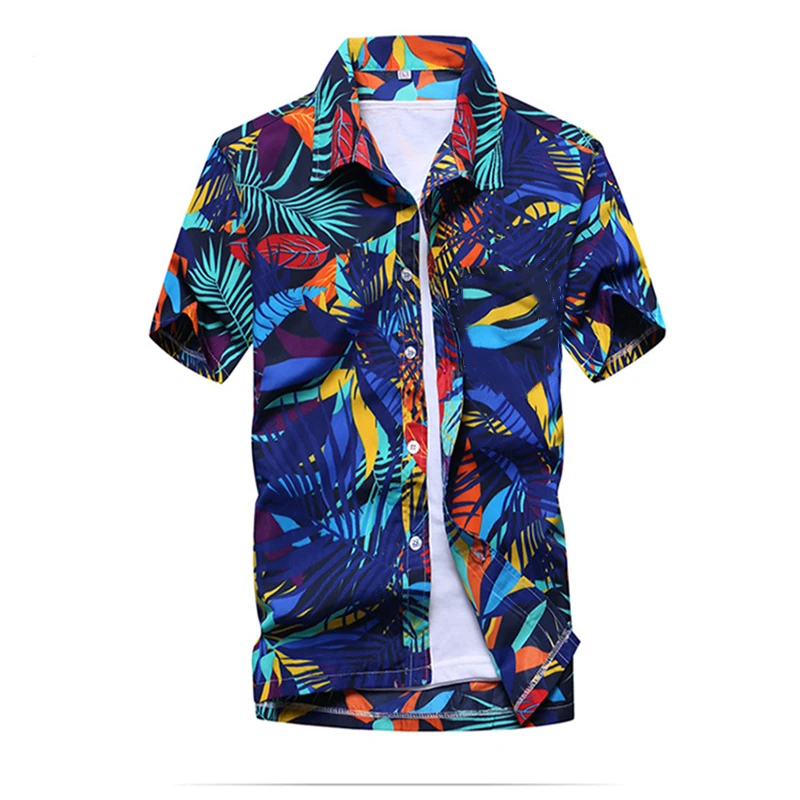 Мужская рубашка мужская повседневная camisa masculina с принтом летние рубашки с коротким рукавом Гавайская пляжная праздничная одежда Азиатский Размер 5XL MY081