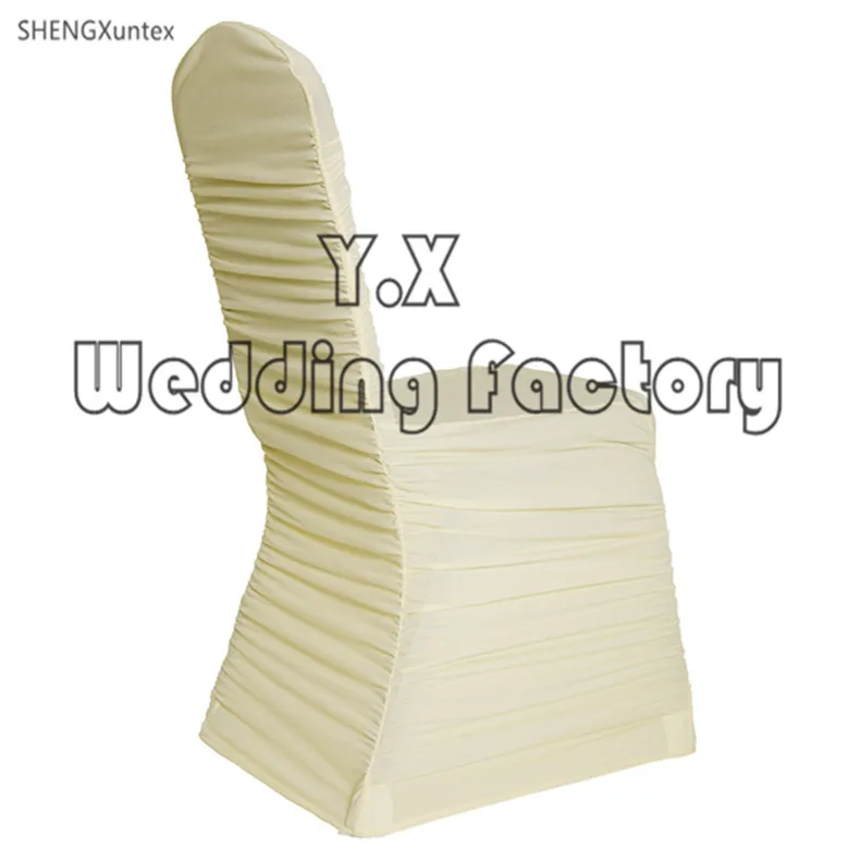 

Wholesale Ruffled Lycra Spandex Chair Cover For Wedding Event Decoration Free Shipping