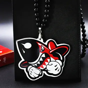 

Car Pendant Acrylic Fashion Shark Bomb JDM Rear View Mirror Trim Charms Automotive Ornaments Hanging Suspension Christmas Gift