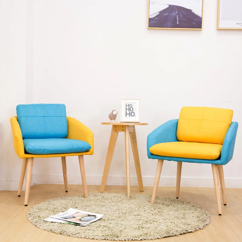 Nordic Wood Single Chair Restaurant Leisure Sofa Balcony Chair Restaurant Leisure Sofa