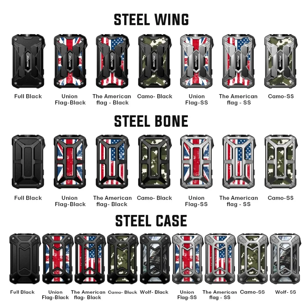 

2019 Newest E Cigarette Rincoe Menchman Mesh Vape Mod 228W Steel Bone series FIT Menchman mesh tank By dual 18650 battery