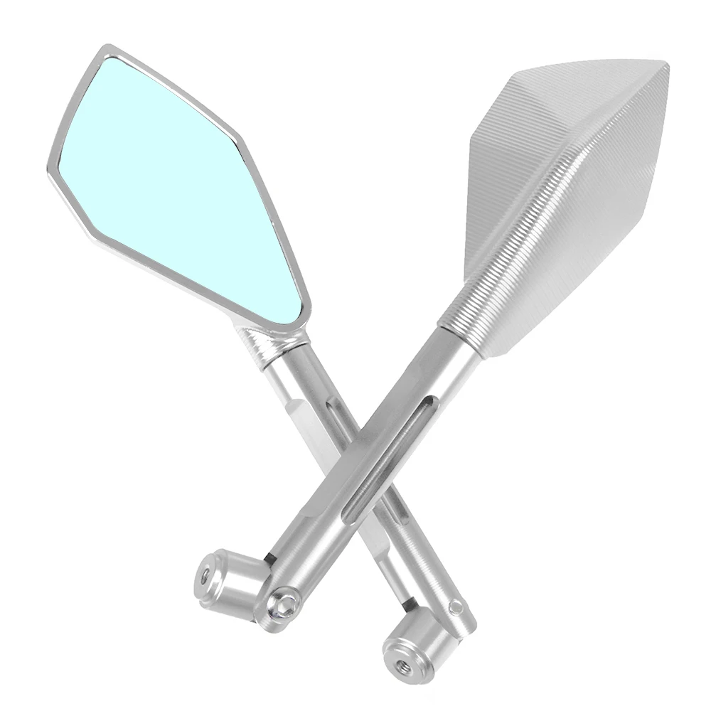 Серебристый Universal CNC Aluminum Motorcycle Handlebar Rear View Mirrors for YAMAHA XMAX 125/250/300/400 Iron Max NMAX 125 R120 tmax 530 - Цвет: Серебристый