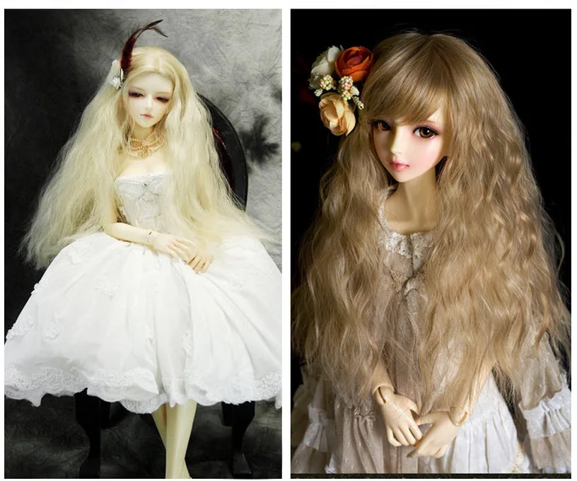 25 см* 1 м кукла парики для Monster High кукла DIY кукла девственные индийские волнистые парики коричневого цвета и цвета хаки; Цвет волос для 1/3 1/4 1/6 BJD кукла