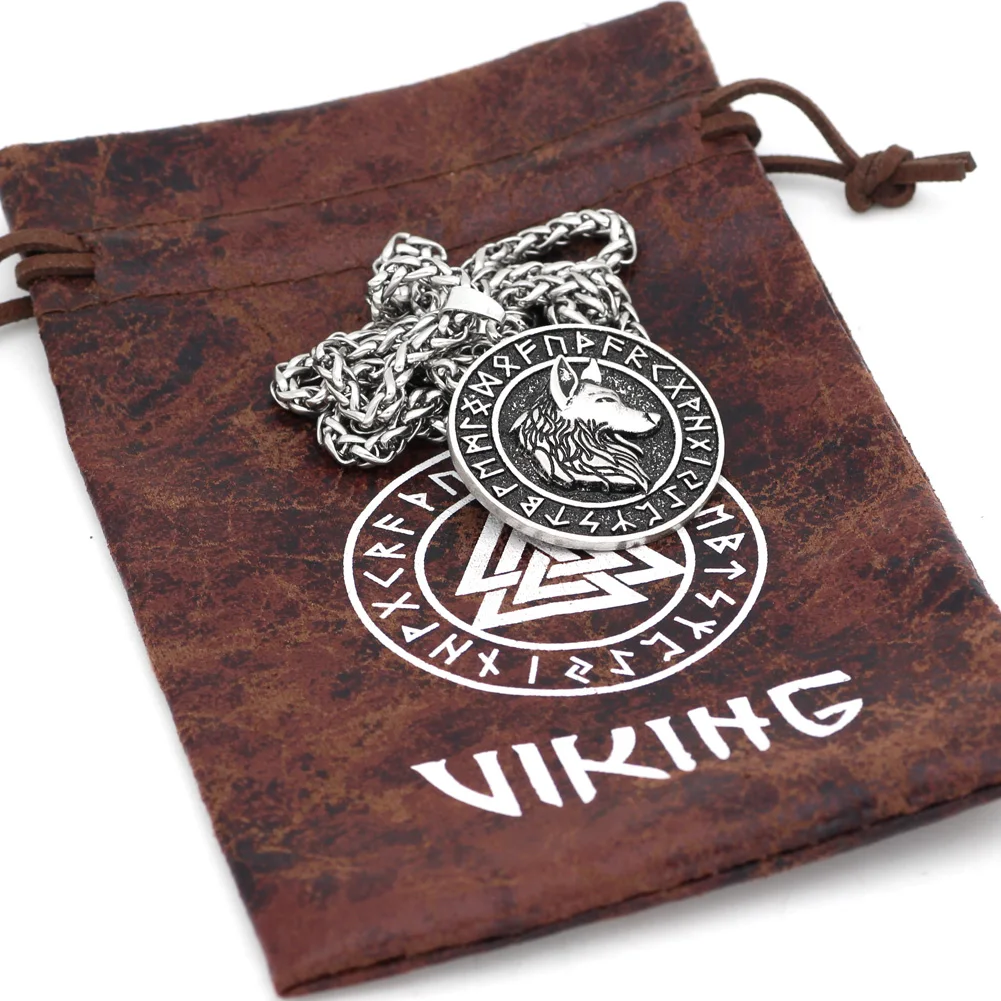 Скандинавский Викинг odin wolf Geri и Freki rune ожерелье с подвеской в форме руны Norse