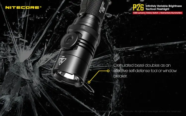 NITECORE P26 светодиодный фонарик CREE XP-L HI V3 светодиодный 1000LM тактический фонарь поворотный переключатель, фонарь для охоты, 18650 Батарея