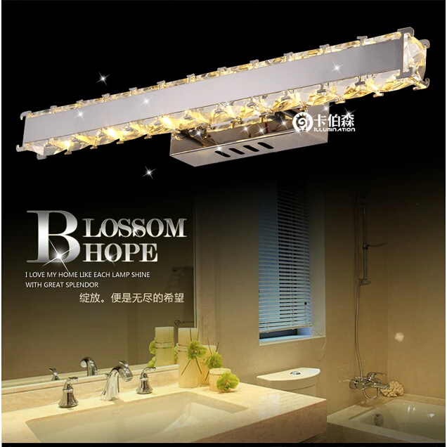 

100% quality modern brief design fashion luxurious K9 crystal led crystal wall lamp for bathroom mirror front light H-1710