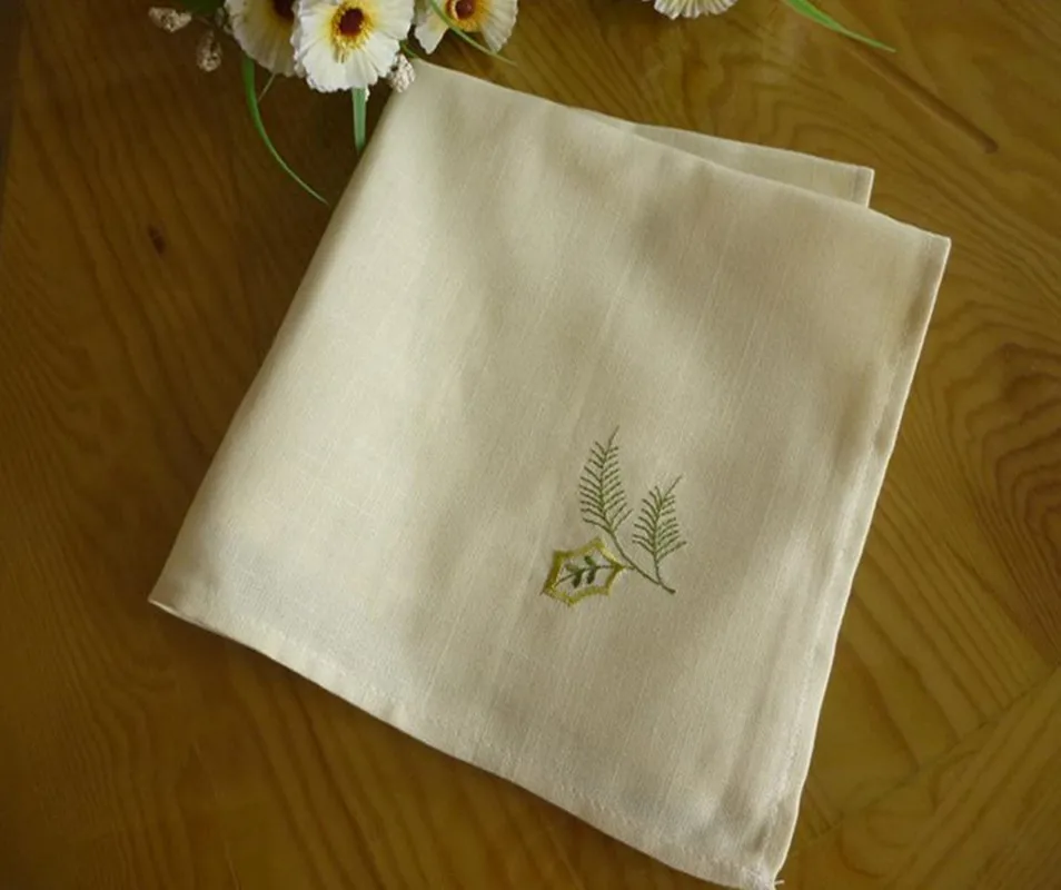 6 pcs/lot Pastoral embroidered beige bamboo napkin placemat table mat 41 * 41CMin Table Napkins