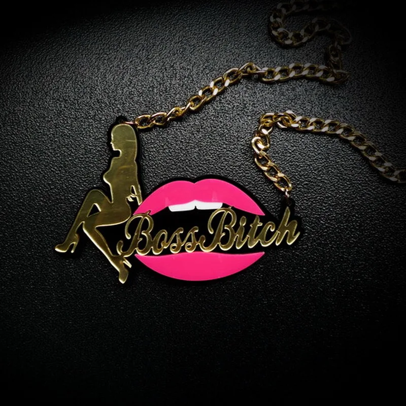 

Boss Bitch Fashion Acrylic Pendant Necklace Beach Girl Accessories