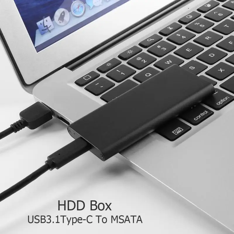 USB Type-C Aluminum HDD Box USB3.1 to MSATA SSD External Enclosure mSATA Solid State Hard Disk Drive hdd Box Enclosure Case