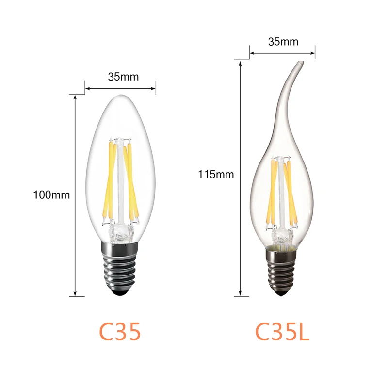 A60 C35 G45 220 В E14 Светодиодный светильник накаливания E27 230 в 240 COB светодиодный