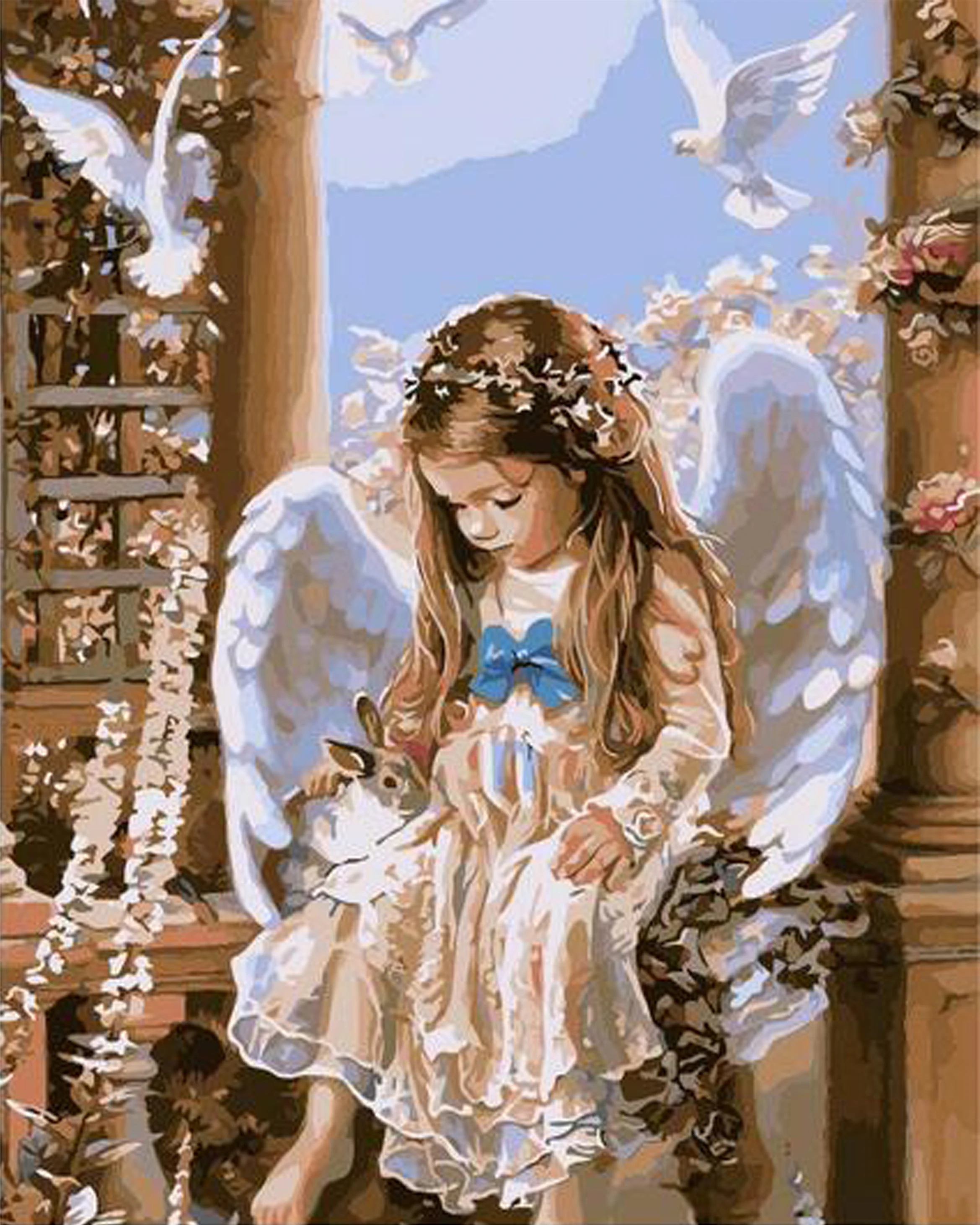 

Diamond Painting Cross Stitch Diy Embroidery Angle Girl Round Drill Diamond Mosaic Beads Pasted Needlework