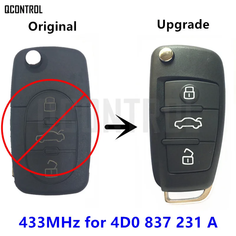

QCONTROL 4D0837231A Upgrade Car Remote Key for AUDI A3 A4 A6 A8 RS4 TT Allroad Quttro 433MHz 4D0 837 231 A 1994 - 2004