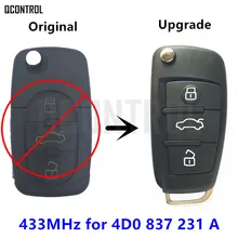 QCONTROL 4D0837231A Upgrade Car Remote Key for AUDI A3 A4 A6 A8 RS4 TT Allroad Quttro 433MHz 4D0 837 231 A 1994 – 2004