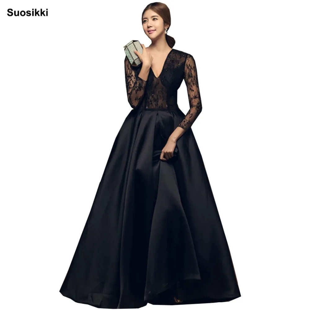 

Robe De Soiree Long Sleeves Burgundry Long Evening Dresses 2018 Floor Length Vintage Lace Top Cheap Prom Dresses