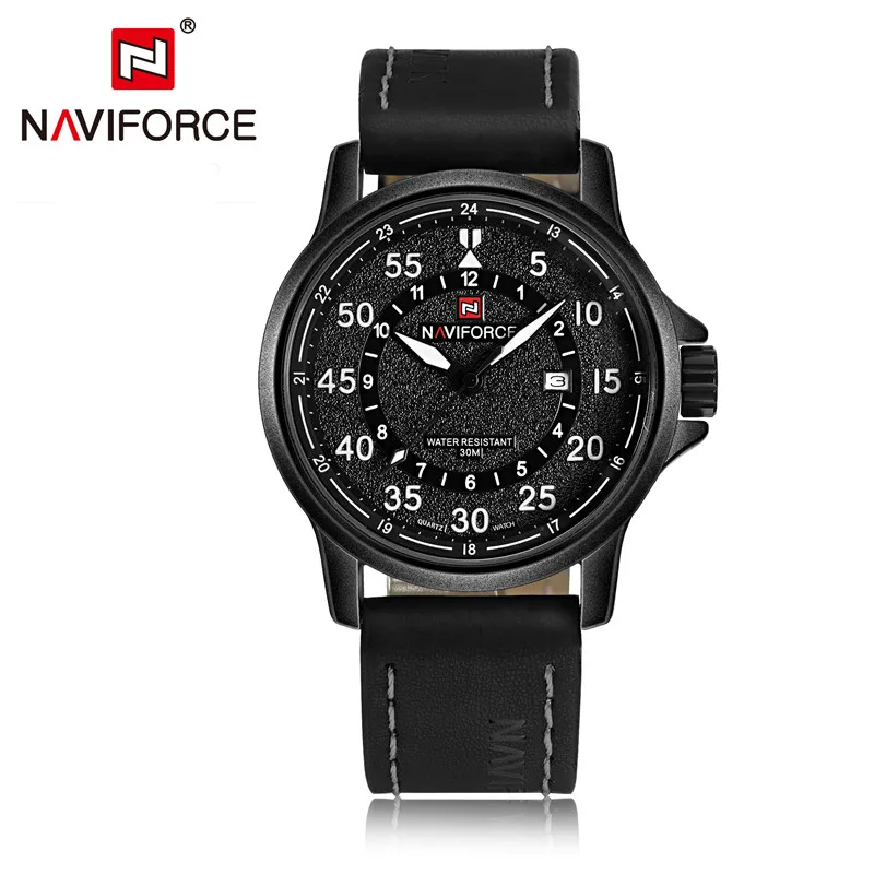 NAVIFORCE, мужские часы, военные, спортивные, мужские, s часы, Топ бренд, Роскошные, римские, армейские, бизнес часы, дата, кожаный ремешок, кварцевые мужские часы, новинка 9076 - Цвет: NA907602