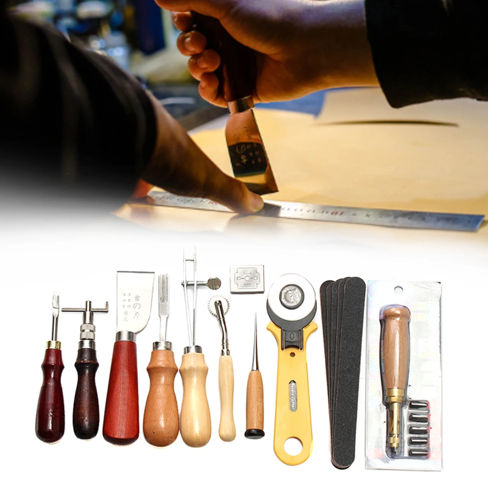 

37pcs Leathercraft Tool Set Sewing Stitching Work Punch Carving Accessories Gift Saddle DIY Portable Multi Function Home Hand