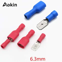 Fdd cabo de isolamento de 100mm para crimpagem elétrica, fio de isolamento macho fêmea, azul e vermelho, 1.25 peças
