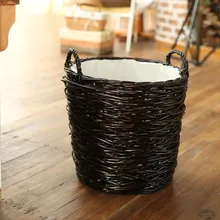 Домашняя корзина для хранения, корзина для белья, плетеная круглая корзина для белья ручной работы