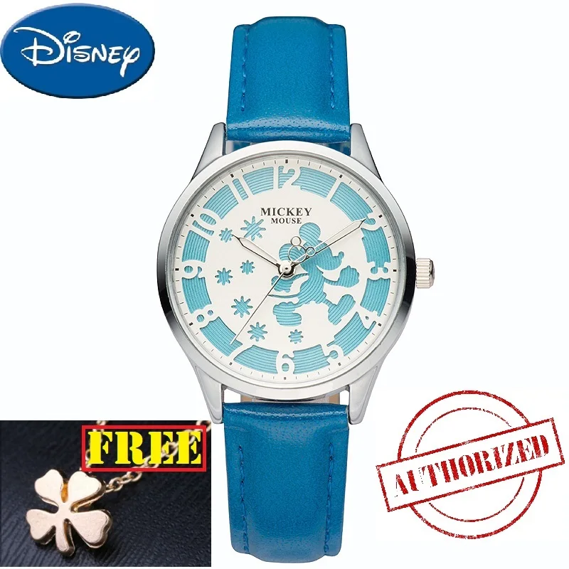 

Disney Kids Watch 2018Fashion Cool Cute Quartz Wristwatches women watch Waterproof Mickey Mouse For Children Leather clock 11001