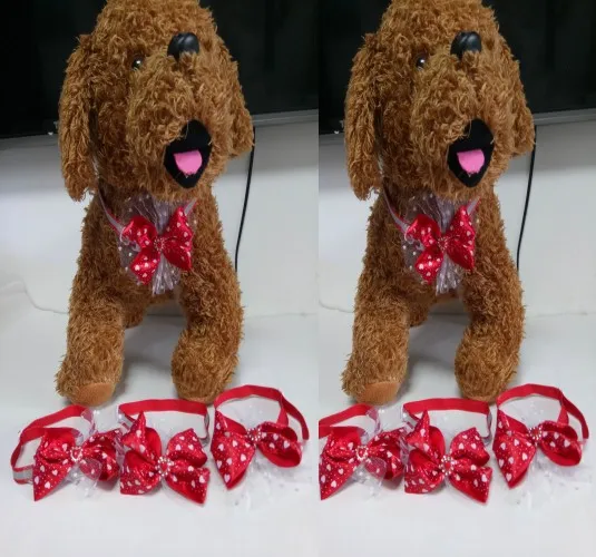 100 шт./лот Большая распродажа Валентина собака щенок кошка красные галстуки-бабочка шейные платки с бантом продукты для ухода за любимой YY12