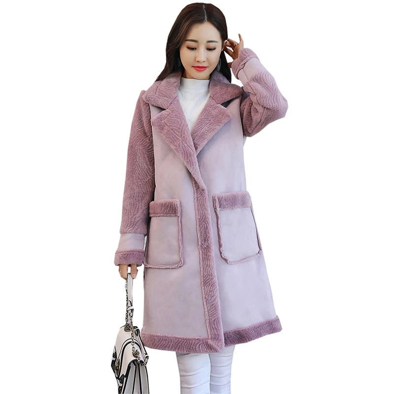 High quality Lambs Wool Women Winter Coats Outerwear Deerskin Cotton ...