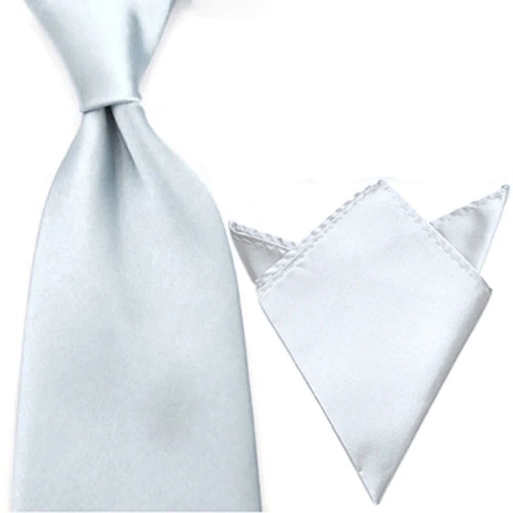 Мужской Атласный 8 см Широкий сплошной цвет галстук носовой платок набор галстук носовой платок Карманный квадратный Лот BWSET0505