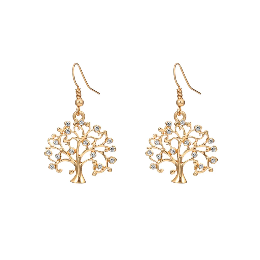 

Fanqieliu Gold & Silver Rhinestone Drop Earrings For Women 2018 Fashion Environment-friendly Alloy Tree Dangle Earrings FQL10124