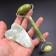 Нефрит для массажа лица набор для массажа лица нефрит массажный ролик гуаша скребок доска для лица Кожа против морщин нефрит для массажа роликовый лицевой скребок