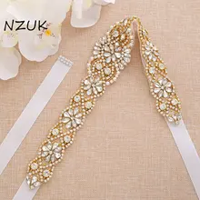 Золотой пояс со стразами, пояс ручной работы, свадебный цветок с кристаллами, пояс для свадебных платьев ZZY163G
