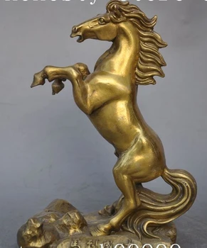 

9" Chinese Feng shui Brass zodiac animal Lucky Success War Horse Steed statue