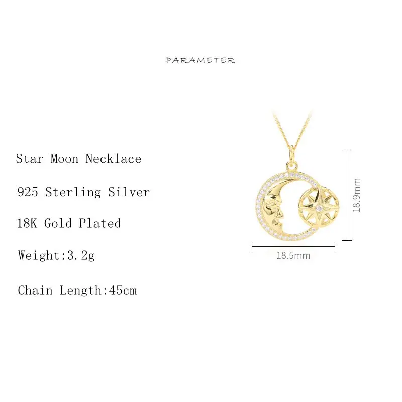 Silvology 925 серебро восьмиконечная звезда кулон с полумесяцем модный кулон ожерелье для женщин летние ювелирные изделия