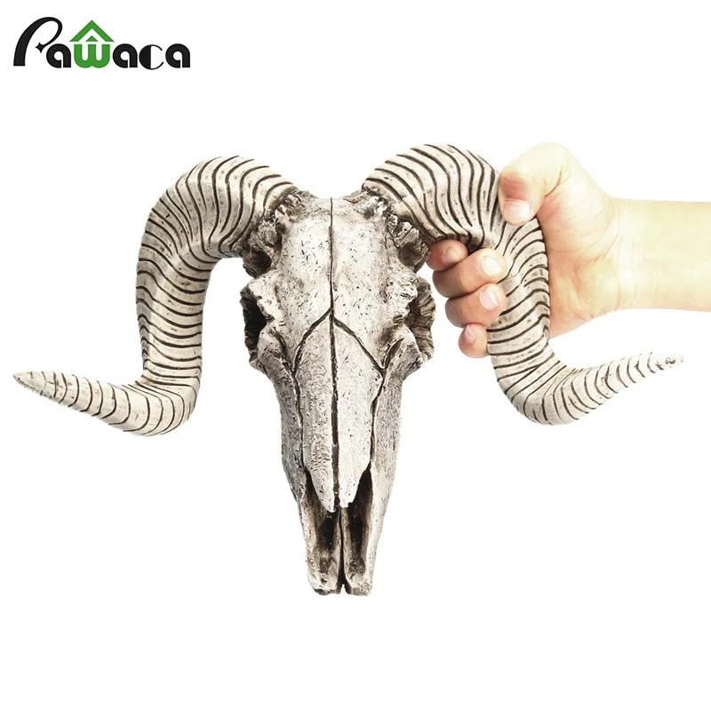 羊の頭と頭蓋骨の形をした創造的な樹脂の壁のペンダント 3d動物 手作りの置物 家の装飾 Figurines Miniatures Aliexpress