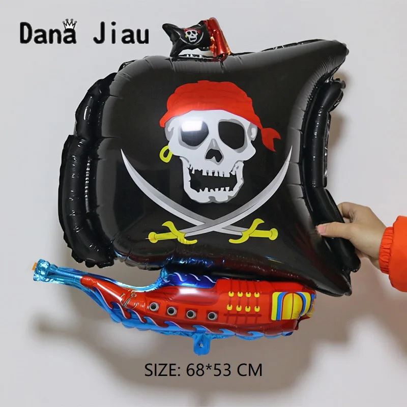 dana jiau NEW pirate shark birthday party helium balloon 6th years old boy cartoon big ocean animal theme toy ball Decoration