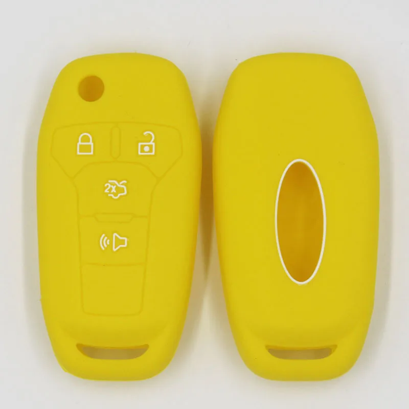 Силиконовый резиновый чехол для ключей для FORD Fusion 2013- 4 кнопки дистанционного ключа - Название цвета: Цвет: желтый